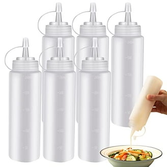 6 Bottiglie Spremibili Per Condimenti Da 500 Ml - Plastica Alimentare, Beccuccio Agugliato, Senza BPA - Per Salse, Ketchup, Olio E Decorazioni