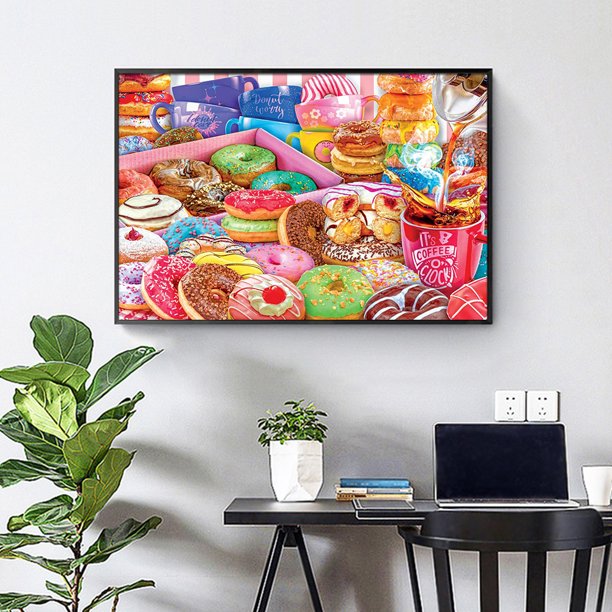 Cuadros Decorativos 5D Taladro Completo Diamante Pintura Cuenta Dibujo Colorido Donuts Taladro Punto Artesanía Tmvgtek embutido en tela