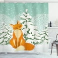 thumbnail image 1 of Ambesonne Fox Shower Curtain, Red Fox Winter Forest Xmas, 69"Wx75"L, Almond Green Orange, 1 of 3