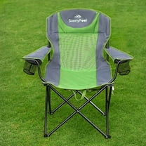 SUNNYFEEL Folding Oversized Camping Chair, Padded Portable Lawn Chairs for Adults Heavy Duty 300 LBS, Folding Camp Quad Chair High Back with Cup Holder,Armrest for Picnic,Beach,Spo
