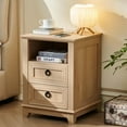 thumbnail image 7 of Joaxswe Nightstands with Charging Station, Farmhouse Rustic Bedside Tables with 2 Drawers & Open Shelf for Bedroom, Living Room, Natural Oak, 7 of 7