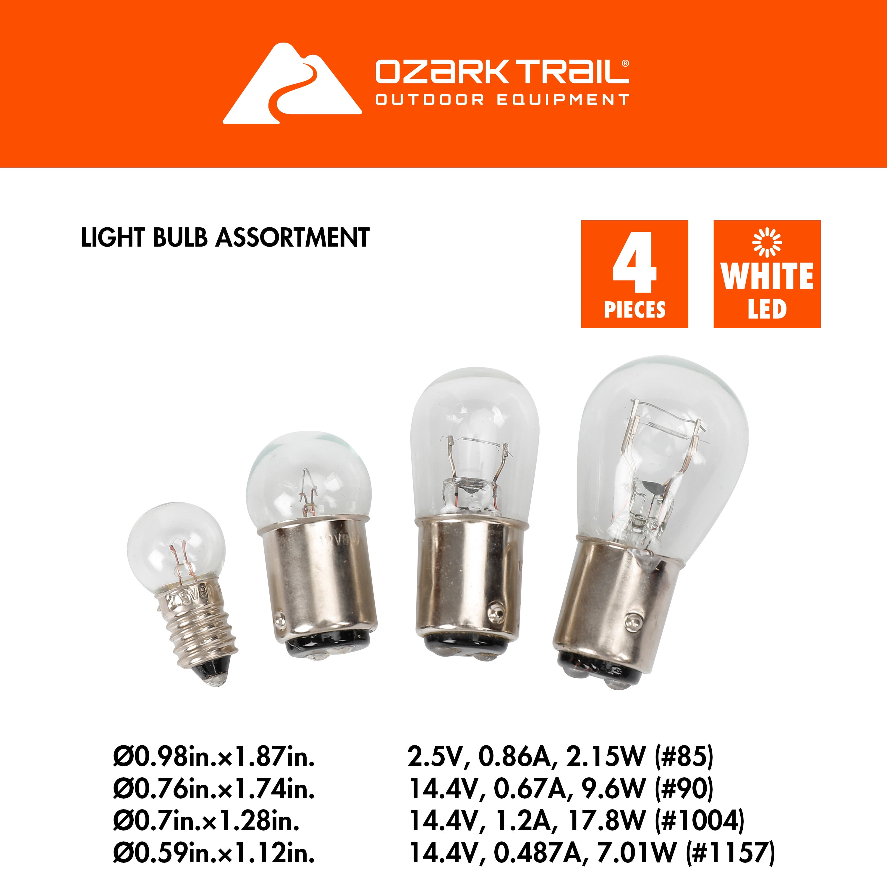 Ozark Trail Boat and Marine Incandescent Light Bulb Assortment, 13-26 Watts, Bulk 6 Pack