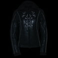 thumbnail image 5 of Milwaukee Leather ML2066 Women's 3/4 Black Leather Hoodie Jacket with Reflective Tribal Design X-Large, 5 of 10