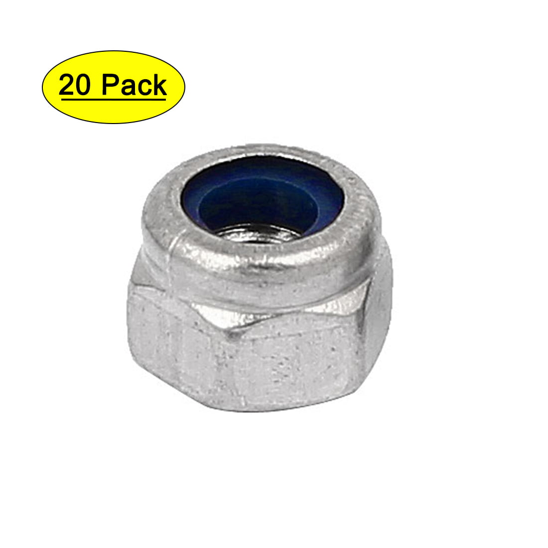 uxcell M5 x 0.8mm Nylon Insert Hex Lock Nuts Pack of 20 316 Stainless Steel Plain Finish 