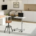 thumbnail image 2 of Seville Classics airLIFT® 23.6" Overbed Height Adjustable Mobile Side Table Cart, Marble/Silver, 2 of 12
