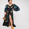 thumbnail image 1 of CNKOO Robe Bohème pour Femmes avec Manches Longues, Taille à Cordon et Design Boutonné en Ligne A, 1 of 2