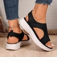 thumbnail image 6 of Xfvqtps Womens Knit Slip on Sandals Open Toe Casual Slides with Low Wedge Stretch Comfortable Breathable Walking Summer Shoes, 6 of 9