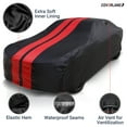 thumbnail image 2 of Car Cover - 100% Waterproof Ford Mustang 1964-1968 All-Weather Premium Plus Car Cover (Stripe - Black / Red), 2 of 9