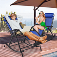 thumbnail image 4 of Magshion 2 Pack Zero Gravity Lounge Chairs, Adjustable Rocking Chairs with Headrest & Foot Pads, Outdoor Portable Recliner, Folding Lounge Rocker, Blue, 4 of 11