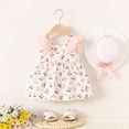 thumbnail image 2 of lcziwo Infant Toddler Girls Cute Summer Clothes Kids Sleeveless Strawberry Print Mini Dress with Hat 2 Piece Outfits Set Pink 6 Months, 2 of 6