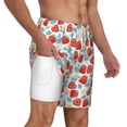 thumbnail image 3 of Picia Strawberries pattern Mens Swim Trunks with Compression Liner Stretch Beach Shorts Quick Dry with Zipper Pockets No-Chafing Board Shorts-XX-Large, 3 of 9