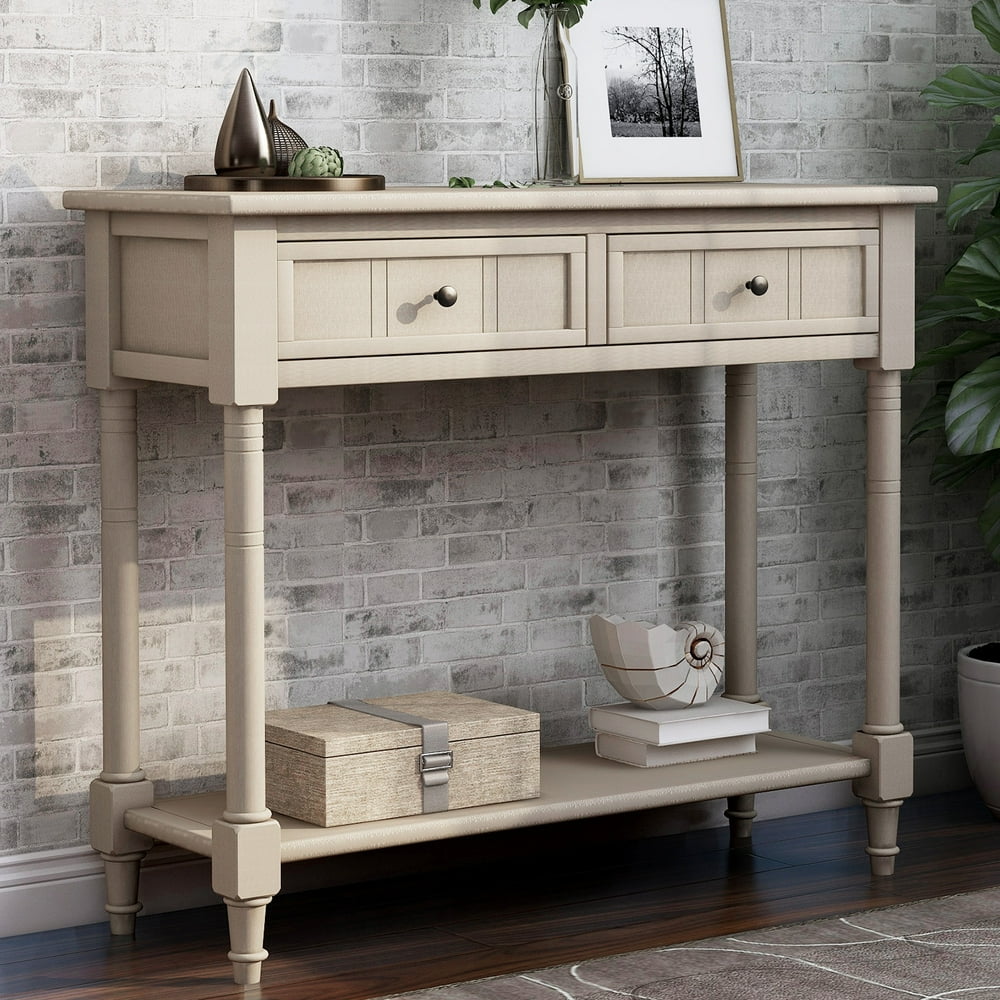 Console Table with Drawers, SEGMART Wood Console Table with Storage