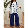 thumbnail image 2 of Cuteduck Women Plus Size 2 Piece Outfit Set Long Sleeve Pullover Pajama Sets Wide Leg Pants Fall Loungewear 1X-4X, 2 of 7