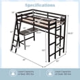 thumbnail image 3 of Costway Twin Size Loft Bed w/ Desk & Shelf 2 Ladders & Guard Rail for Kids Teens Bedroom Brown, 3 of 10