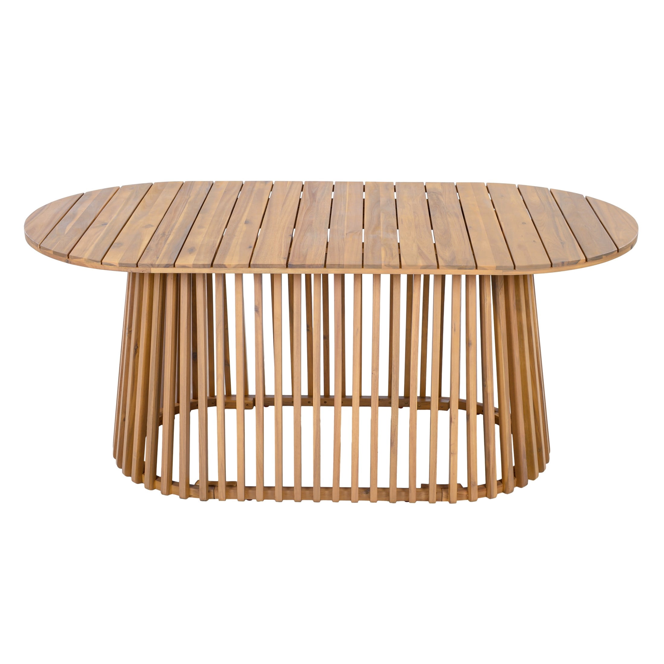 Christopher Knight Home Outdoor Oval Dining Table, Solid Acacia Wood Slatted Patio Table, Light Teak