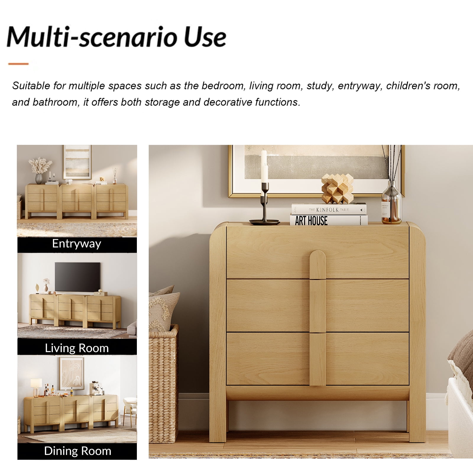 Dresser for Bedroom, Mid Century Chest of Drawers with Storage, 9 Drawer Dresser with Curved Profile Design, Wooden Modern Dresser for Living Room, Bedroom, Entryway