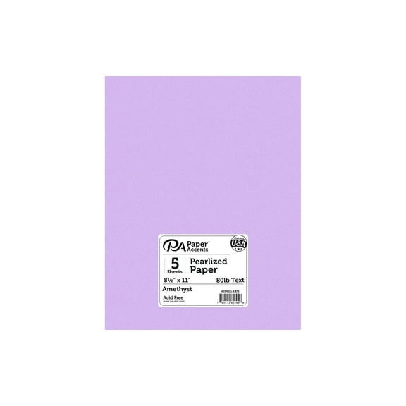 Paper Pearlized 8.5x11 80lb Amethyst 5pc
