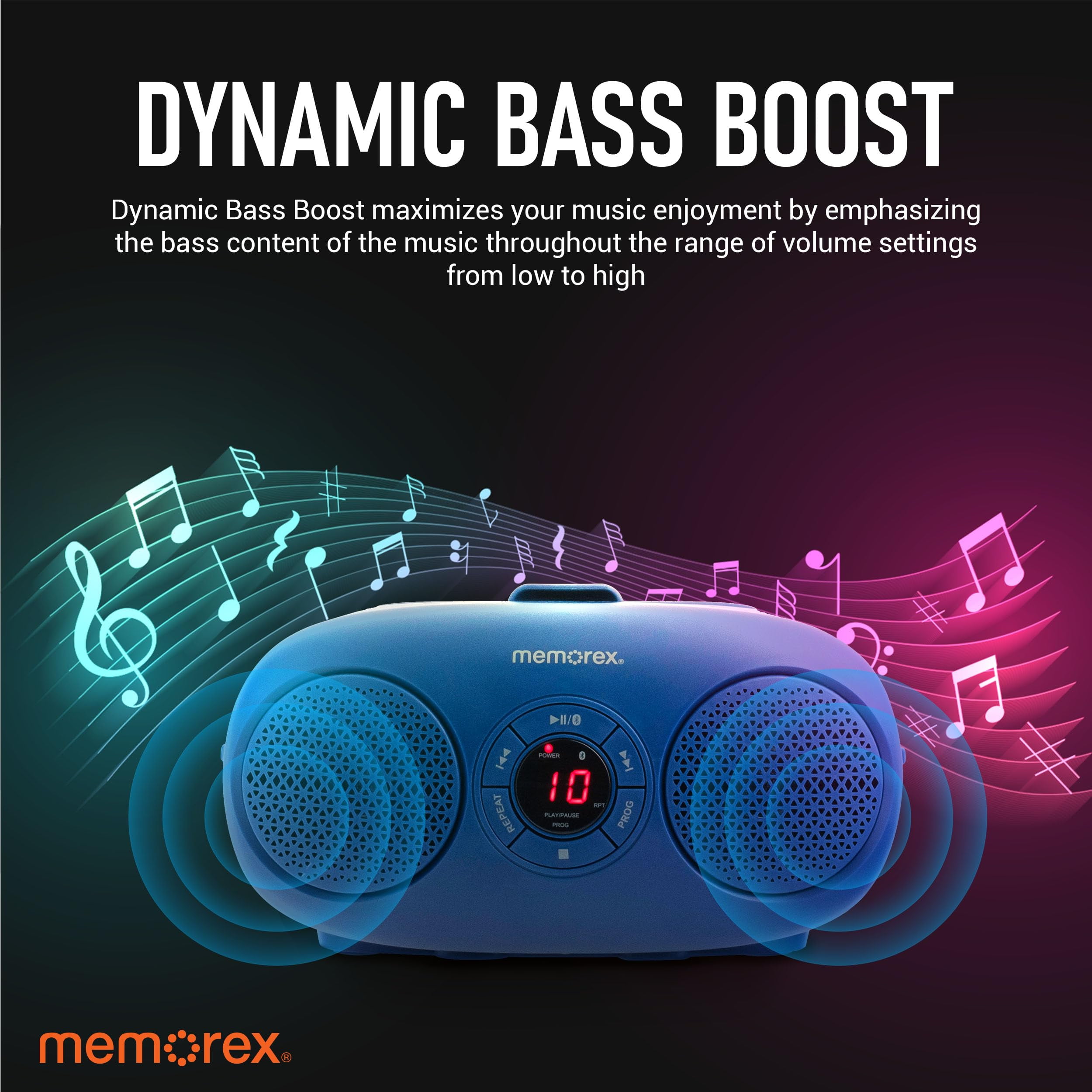 Memorex MX-BCD20(L) Portable CD Player | AM/FM Stereo Radio with Telescopic Antennas | CD-R/RW Compatible | Programmable Memory | LED Display | AUX Input | AC & Battery Powered (Blue)