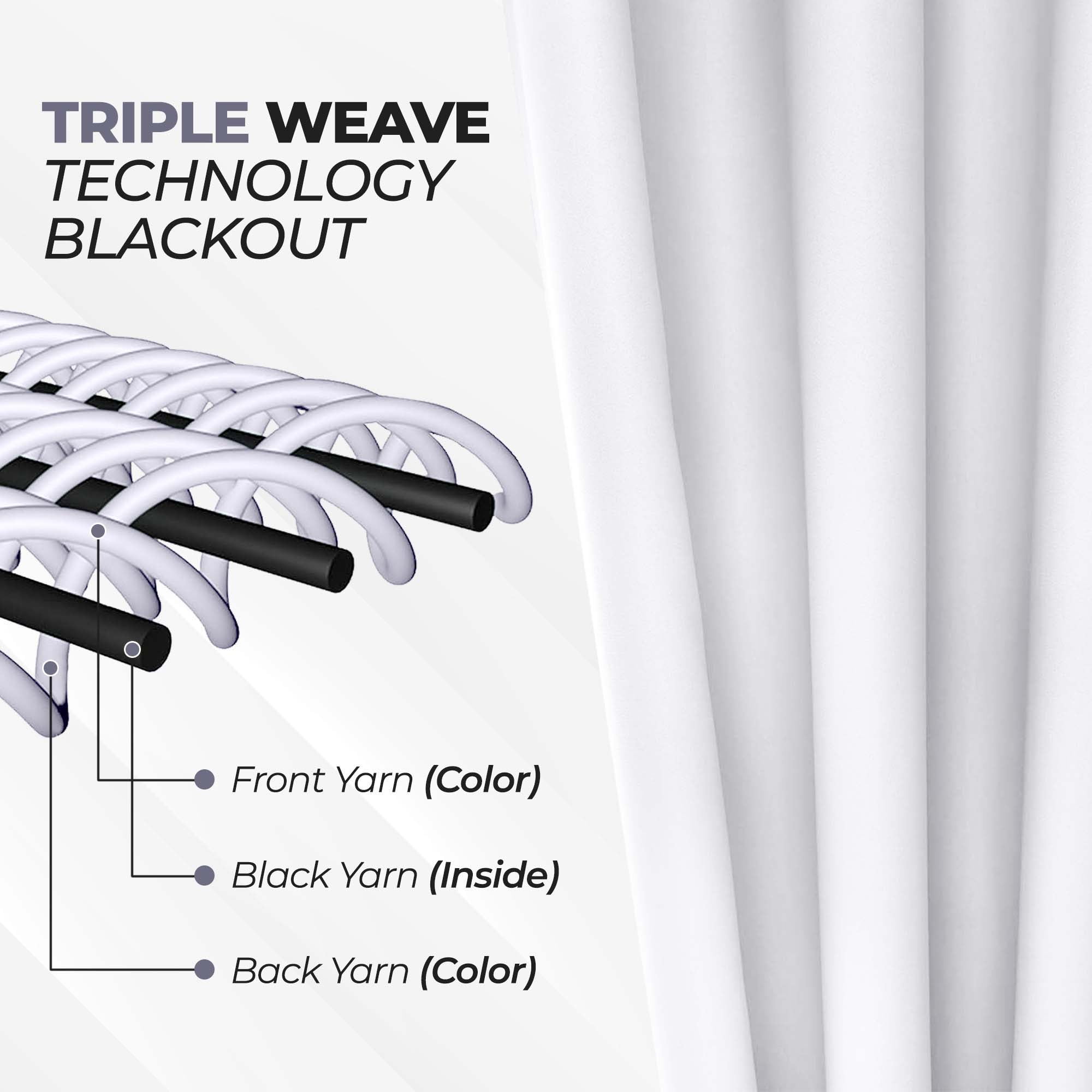 Superior Blackout Solid Light Filtering Back Tab Curtain Panel Set, 42" x 84", Snow White