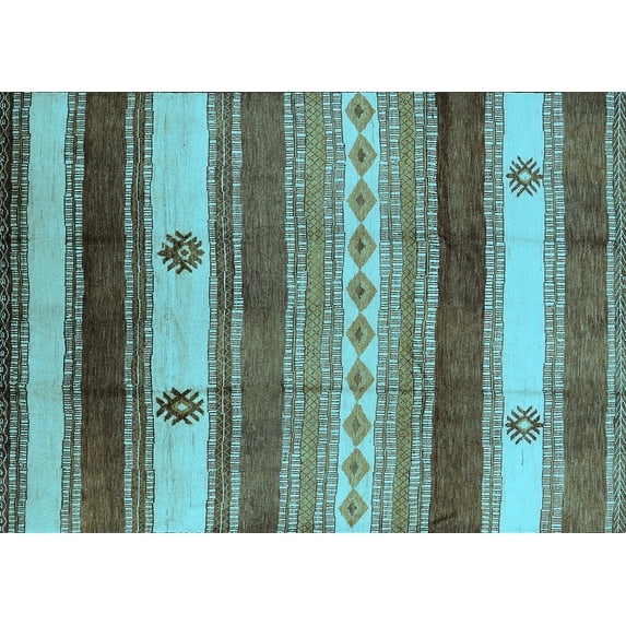 Ahgly Company Indoor Rectangle Southwestern Light Blue Country Area Rugs, 8' x 12'