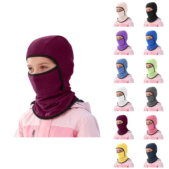 Windproof Balaclava for Kids, Winter Ski Face Warmer Hooded Neck Gaiter for Youth, Cold Weather Face Mask for Boys Girls