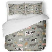 KXMDXA 3 Piece Bedding Set Cattle Farm Domestic Agriculture Baby Twin Size Duvet Cover with 2 Pillowcase for Home Bedding Room Decoration