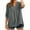 Gray, variant on 3/4 Sleeve Tops for Women V Neck Cotton Linen Shirts Fashion Side Split Casual Blouse Beach Vacation Clothes