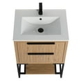 thumbnail image 6 of Kingsford Grooved-Look Bathroom Vanity in Bright Oak with White Ceramic Sink - 24", 6 of 12