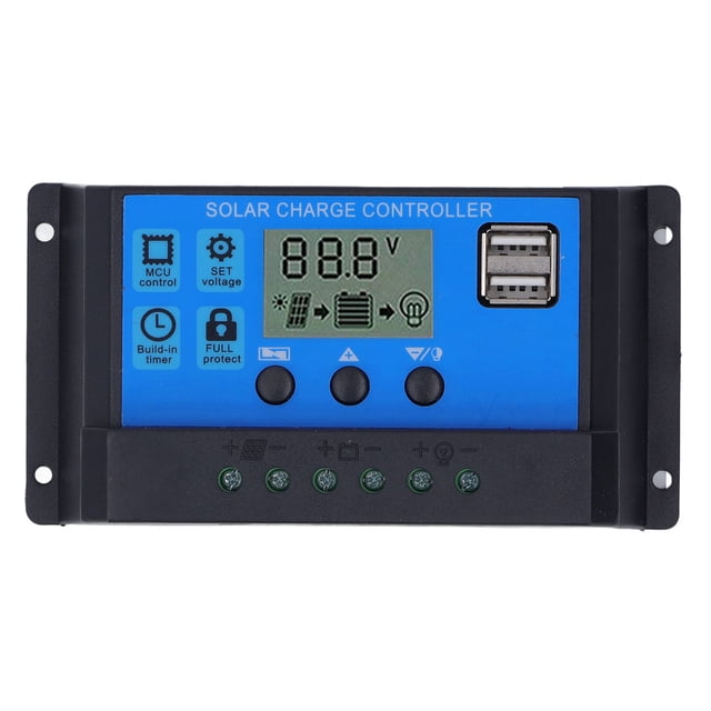 Solar Power Controller 12V 24V Solar Controller Dual USB Output PWM Charging Control Regulator With LCD Digital Display Hardware