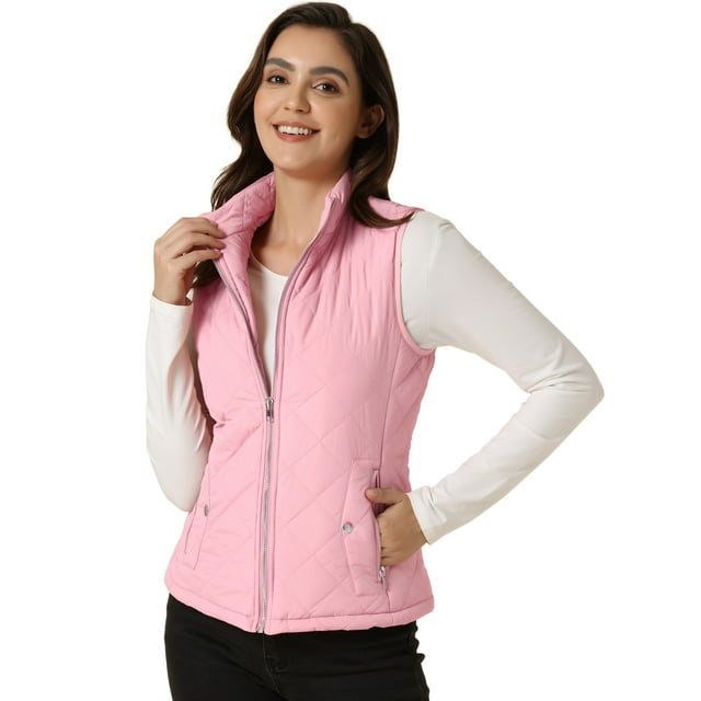 INSPIRE CHIC Gilet Léger Matelassé à Col Montant pour Femme avec Fermeture Éclair