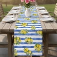 thumbnail image 4 of Summer Lemons Table Runner 90 Inches, Modern Watercolor Fruit Flowers Blue Striped Bed Runner Dresser Scarves Tabletop for Indoor Outdoor Parties/Ceremony/Banquet, 13" x 90", 4 of 9