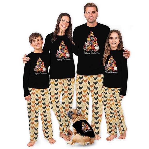 Chicken Christmas Tree Matching Pajamas With Dog, 2 Piece Set, From Standard To Plus Size
