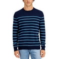 thumbnail image 4 of CLUBROOM Mens Gregor Navy Striped Long Sleeve Crew Neck Classic Fit Pullover Sweater L, 4 of 4