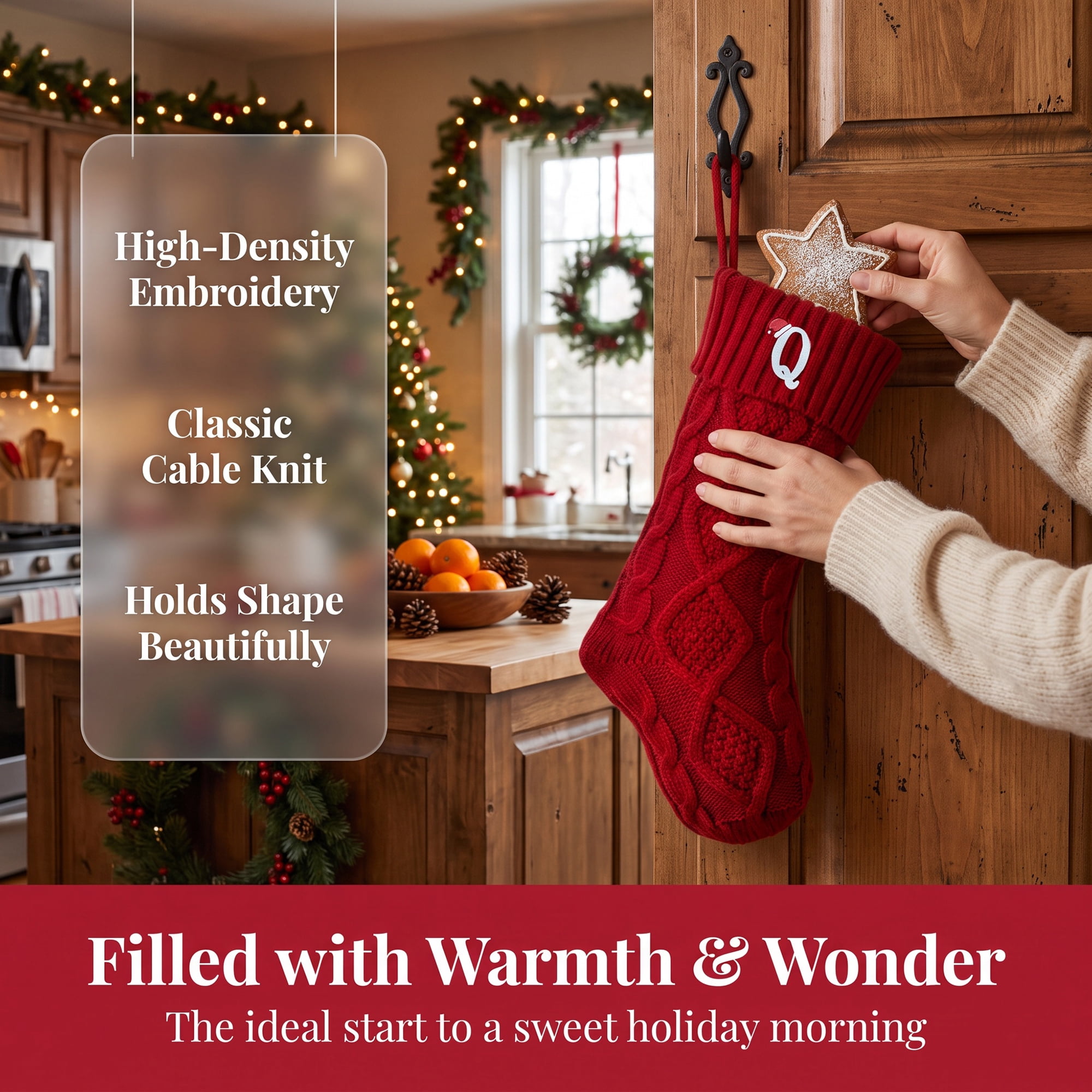 Unique Bargains Canine Bone Christmas Stocking Luxury Puppy Holiday Keepsake Sack Red Letter Q 17"