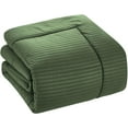 thumbnail image 4 of DNG Creations 1 Piece Box Stitched Striped Pattern Comforter 100% Egyptian Cotton Quilt Cover 800 TC All Season 550 GSM ( Oversized Queen Size ) Stripe Moss Colour, 4 of 5