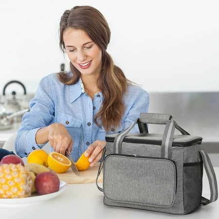 

DMDUOU Outdoor Large Capacity Picnic Bag with Thermal Insulation Camping Picnic Basket Portable Bento Bag Travel Picnic Bag Oxford Fabric Reusable Thermal Insulated Lunch Tote Bag Dark Gray