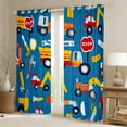 thumbnail image 2 of Cartoon Truck 30%-50% Blackout Curtains,Kawaii Vans Lorry Curtains,Excavator Vehicles Thermal Curtains & Drapes,Cute Car Roadblocks Window Curtains,2 Panels,(52Wx84L), 2 of 6