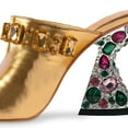 thumbnail image 4 of YDN Women Elegant Studded Square Open Toe Backless Mules Rhinestone Chunky High Heel Sandals Slip On Indoor Outdoor Shoes Size 13 Gold, 4 of 4