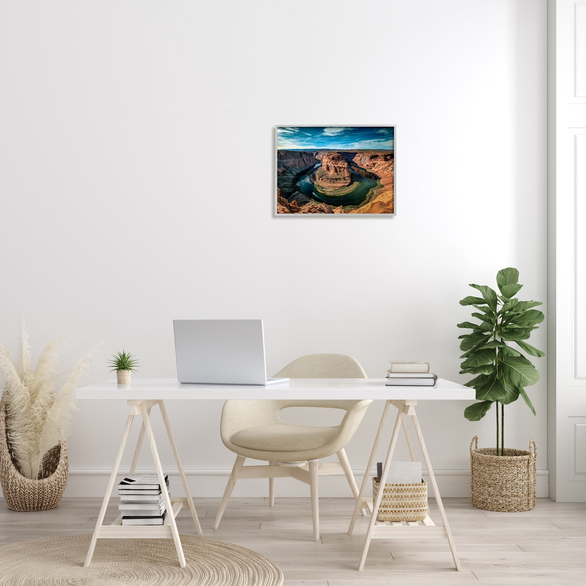 Stupell Industries Red Canyon Mesa Cliffs Surrounding River Water Photograph Gray Framed Art Print Wall Art, Design by Andy Crawford Photography