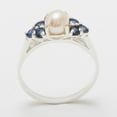 thumbnail image 2 of LBG British Made 925 Sterling Silver Cultured Pearl & Sapphire Womens Cluster Ring - 33 size options - Size 10, 2 of 6