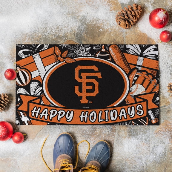 San Francisco Giants 28" x 16" Happy Holidays Christmas Turf Door Mat