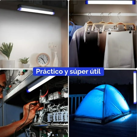 Barra de luz led recargable multitarea para casa, camping