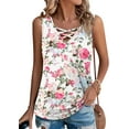 thumbnail image 2 of KISSMODA Womens Summer Tank Tops Casual Sleeveless Solid Printed Tunic Top Loose Fit V Neck Shirts, 2 of 4