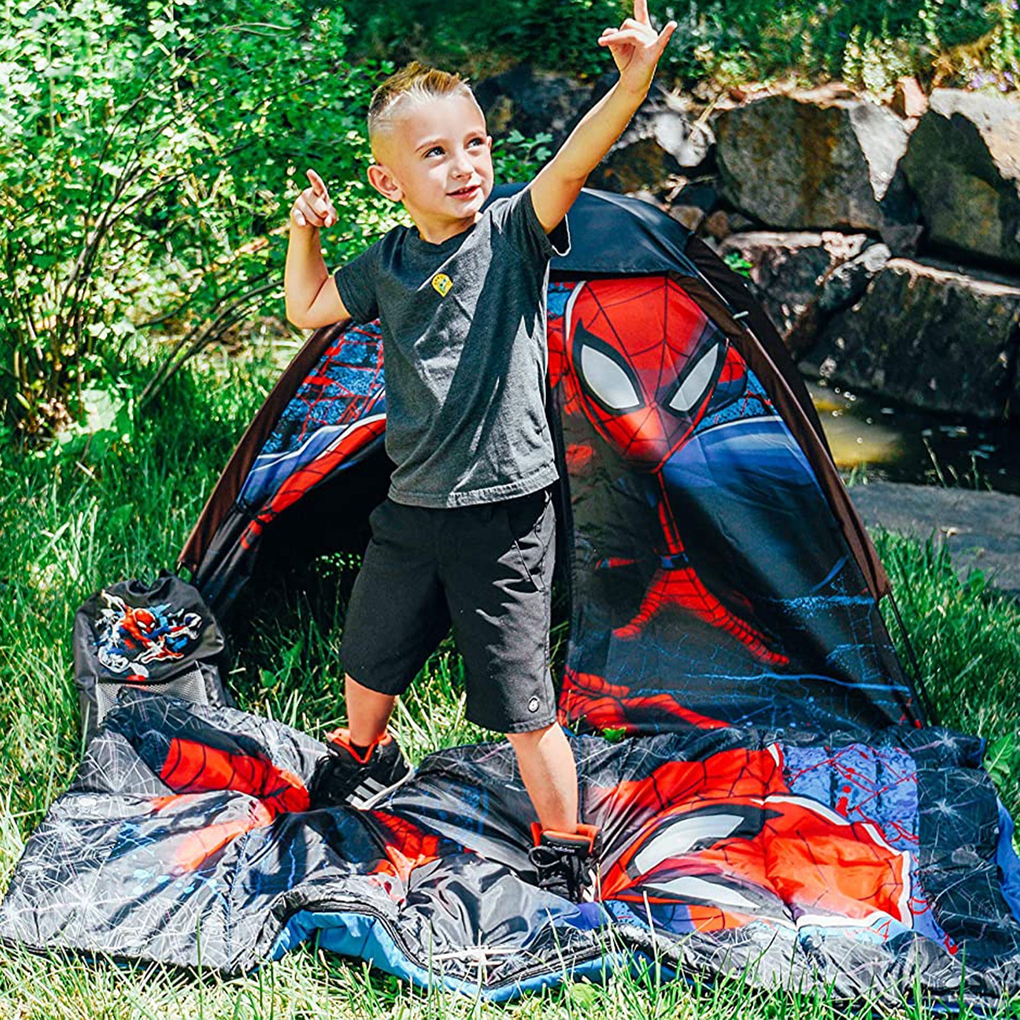 Exxcel Kids Spiderman Kids Piece Camping Kit w/ Tent and Sleeping Bag