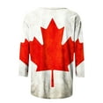 thumbnail image 5 of Fiudx Ofertas de La Semana Moda Mujer Canadá Impresión Cuello Redondo Manga 3/4 Camiseta Jersey Blusa Superior, 5 of 5