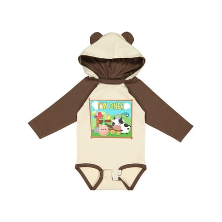 

Inktastic I m One! Farm Animals Wearing Birthday Party Hats Gift Baby Boy or Baby Girl Long Sleeve Bodysuit