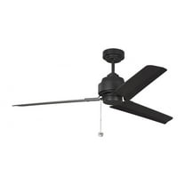 Classic 54 inch 3 Blade Ceiling Fan with Pull Chain-Midnight Black Finish Bailey Street Home 96-Bel-3395012