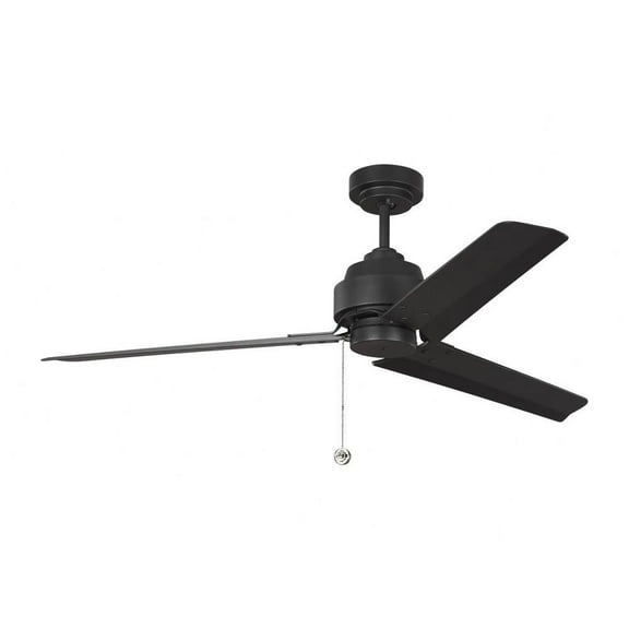 Classic 54 inch 3 Blade Ceiling Fan with Pull Chain-Midnight Black Finish Bailey Street Home 96-Bel-3395012