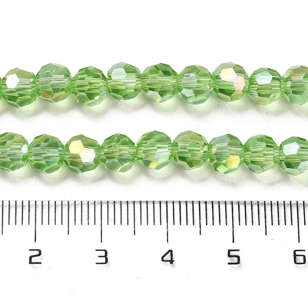 Transparent Glass Beads 32 Facets AB Color Plated Round Light Green 6x5.5mm Hole: 1.2mm 91pcs/strand 19.29''(49cm)
