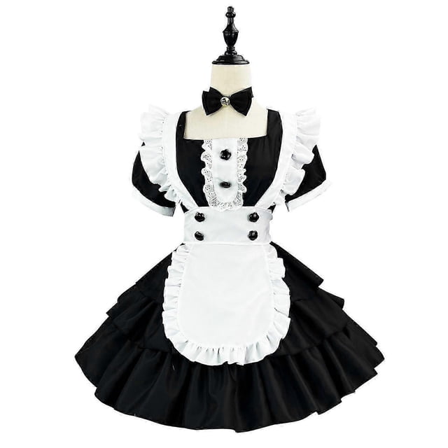 Womens Anime French Maid Lolita French Maid Apron Fancy Dress Cosplay Costume S-5XL